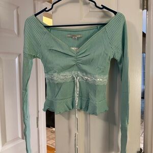 Urban Outfitters Mint Green Ribbed Top